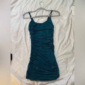 Lucy in the Sky Sparkling Teal Mini Dress